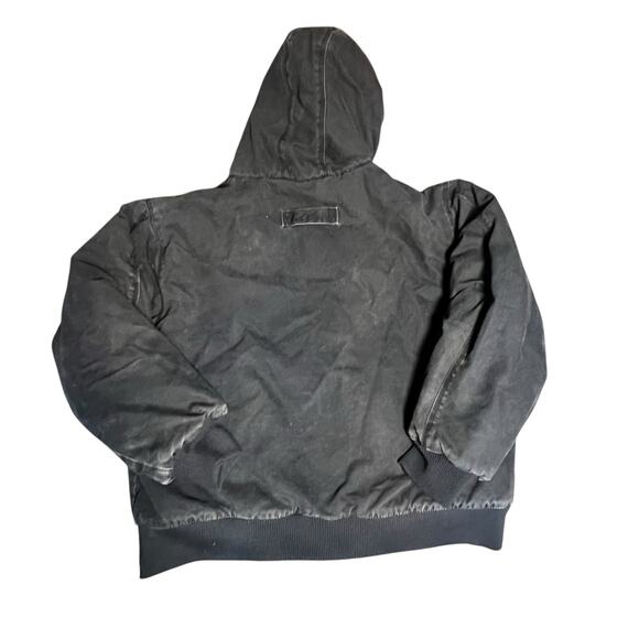 Vintage Cabelas Men faded black Insulated Canvas Chore Work Coat Hooded size  XL - Picture 5 of 10